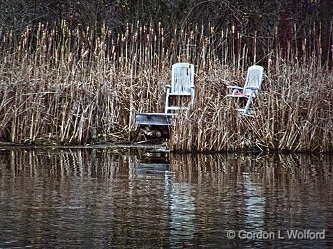 Chairs On A Dock_DSCF04129.jpg - Photographed along the Rideau Canal Waterway at Kilmarnock, Ontario, Canada.